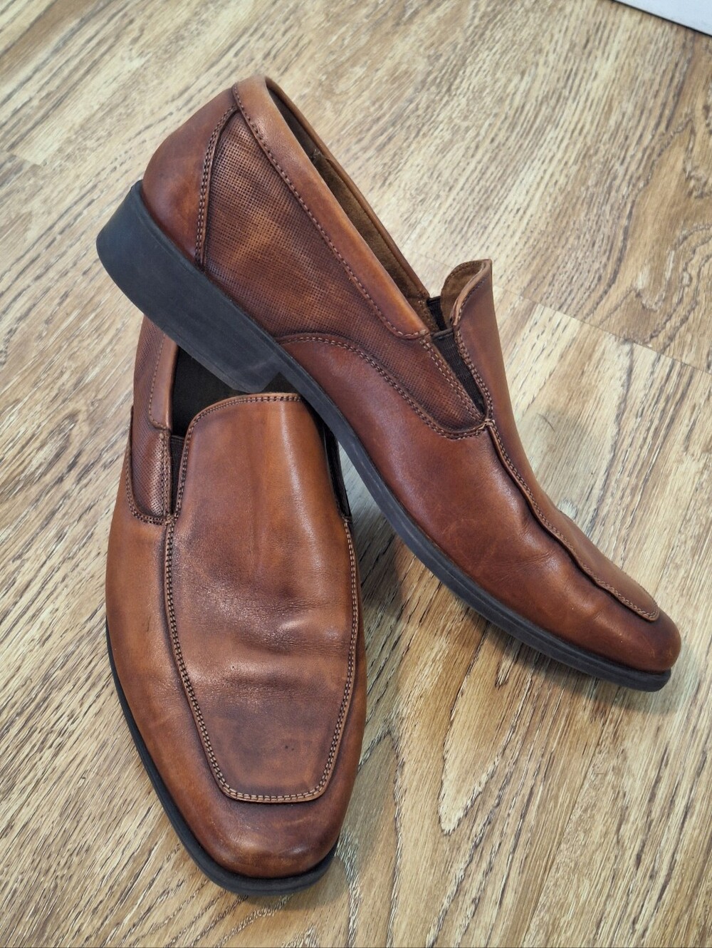 Florsheim Jackson Moc Toe Slip-On Leather Dress Shoes - Cognac - 9